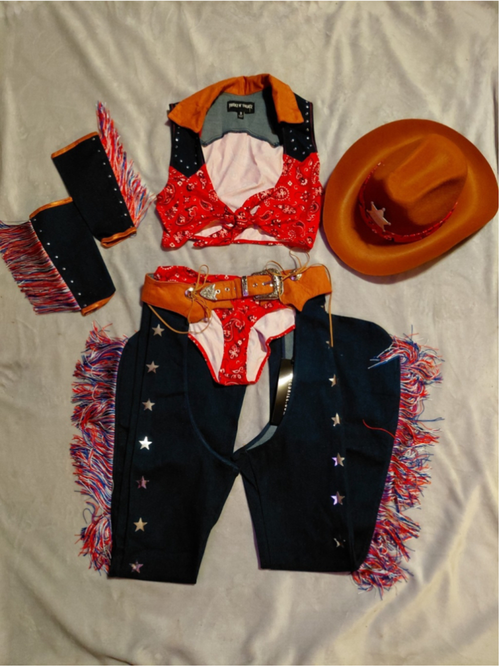 Dollskill Its My Rodeo Cow Girl Chaps Crop Top Halloween Costume Size Small NWT